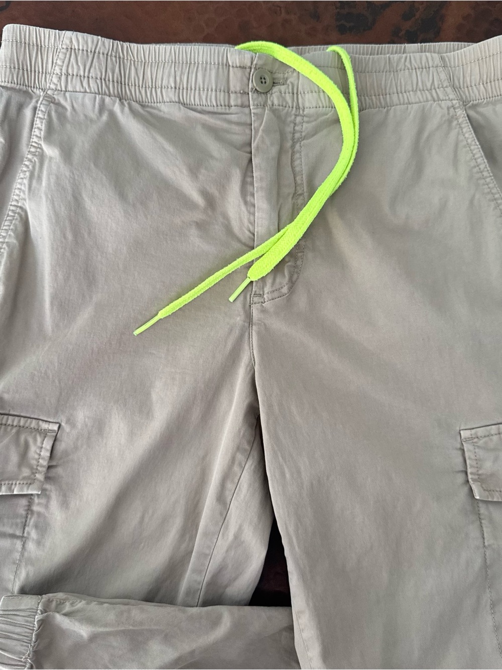 Psycho Bunny Men's 31 Cargo Joggers Neon Green Drawstring Elastic Waist Cuffed